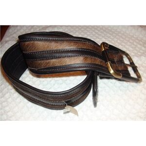 Motif 56 Brown Calf Hair Inlay Leather Belt Size M